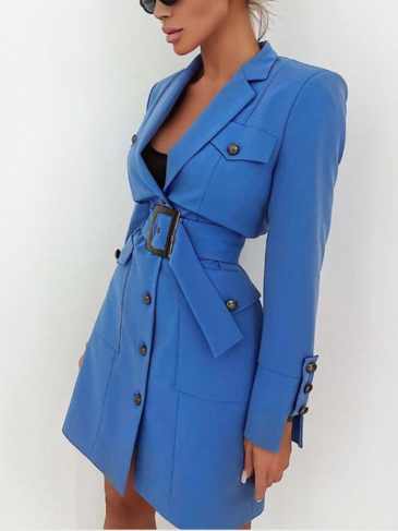 Fashion Office Slim Sexy Blazer Dress - Blue / s Stylord