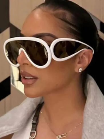 Fashion Oversized Futuristic Big Frame Sunglasses - Orange Stylord