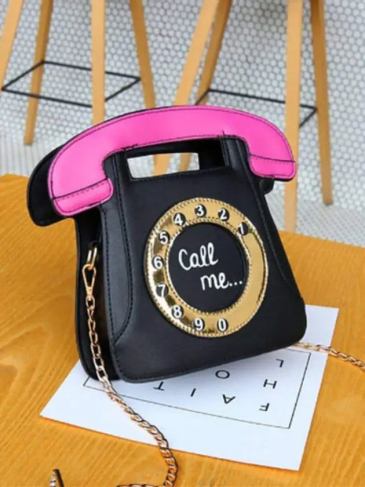 Fashion Phone Shape Handbag - Black Stylord