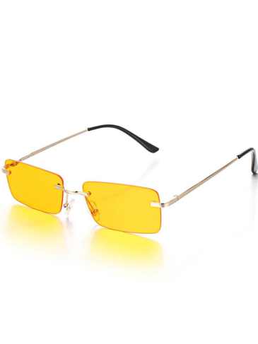 Fashion Rectangle Rimless Square Sunglasses - Yellow Stylord
