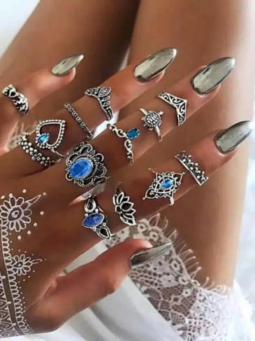 Fashion Silver Round Rings Set - Stylord