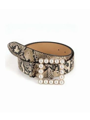 Fashion Wild Inlaid Pearl Belt - Brown Stylord