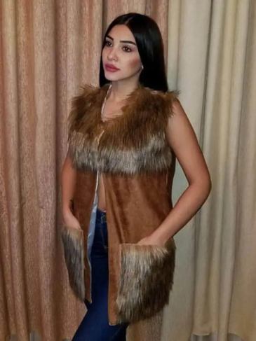 Faux Fur Brown Stylish Vest - s Stylord