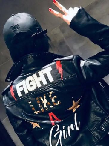 Fight Like a Girl Rivet Beading Jacket - Black / s Stylord