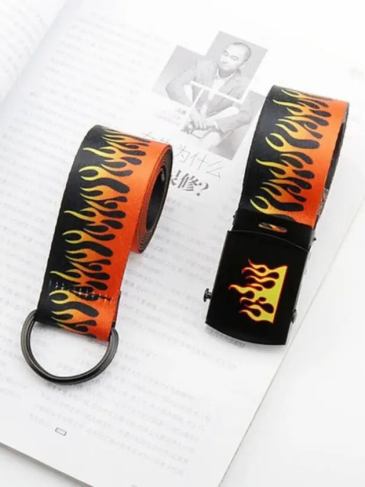 Flame Print Fashion Belt - Stylord