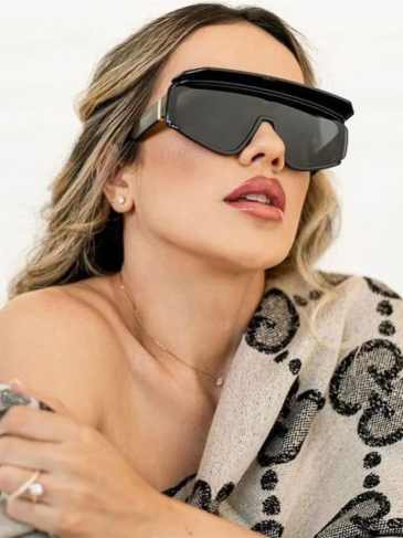 Flat Top Detachable Luxury Goggle Sunglasses - Black Stylord