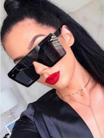 Flat Top Oversize Square Sunglasses - Black Stylord