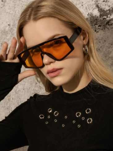 Flat Top Oversized Fashion Sunglasses - Yellow Stylord