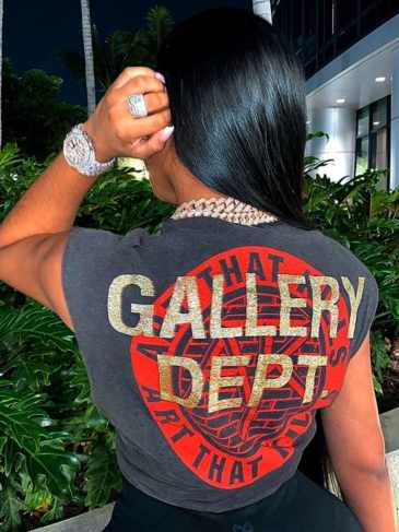 Gallery Dept O-neck Casual Fashion T-shirt - Gray / s Stylord