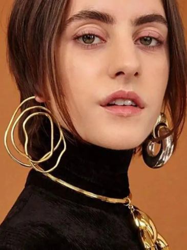 Geometric Circle Stud Gold Earrings - Stylord