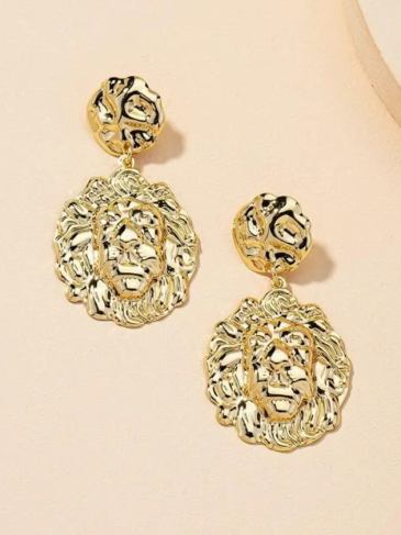 Geometric Lion Head Dangle Earrings - Stylord