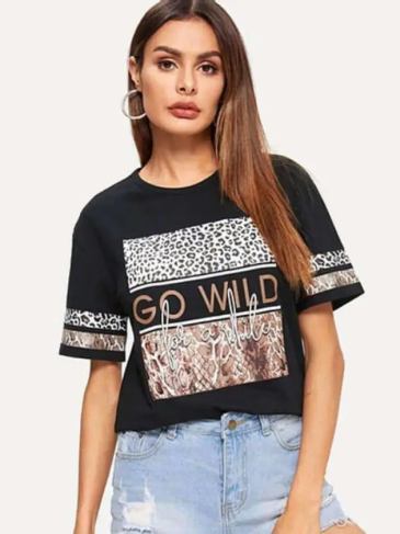 Go Wild For a While Leopard T-shirt - Black / s Stylord