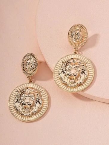 Gold Lion Head Fashion Earrings - Stylord
