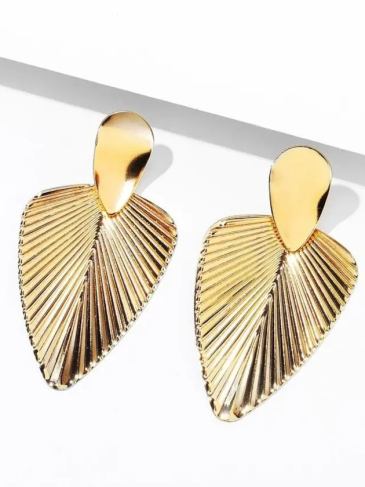Gold Plated Water Drop Stud Earrings - Stylord