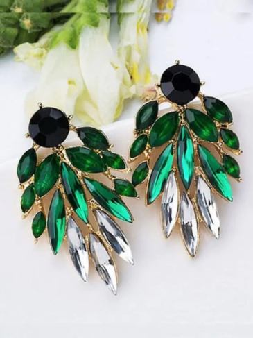 Green Black Dangle Earrings - Stylord