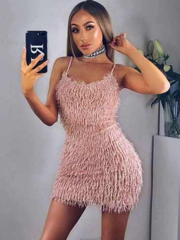 Hairy Sexy Body-con Party Dress - Pink / One Size Stylord
