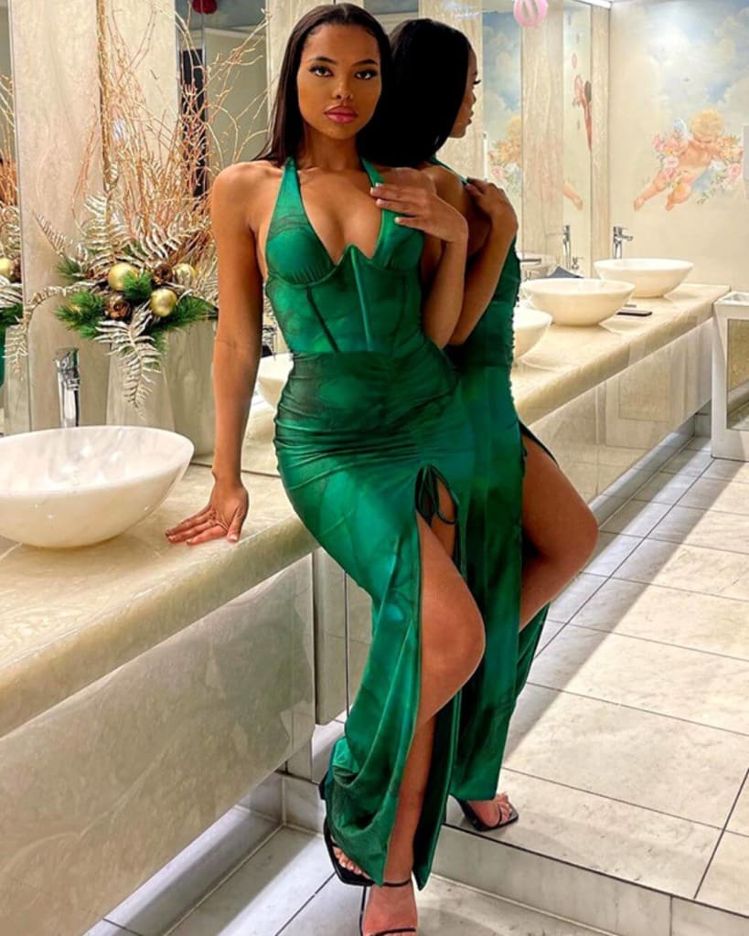 Halter High Slit Elegant Party Club Dress