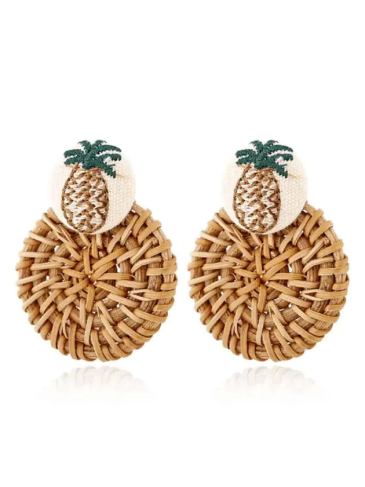 Handmade Bohemian Wooden Drop Earrings - Brown Stylord