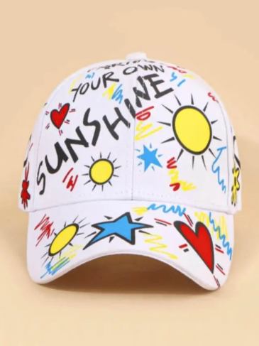 Heart Pattern Baseball Hat - White Stylord