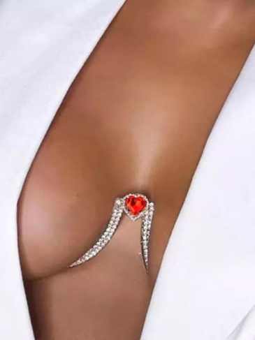 Heart Sexy Chest Bra Chain Jewelry - Silver Stylord