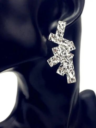 Irregular Punk Geometric Earrings - Silver Stylord