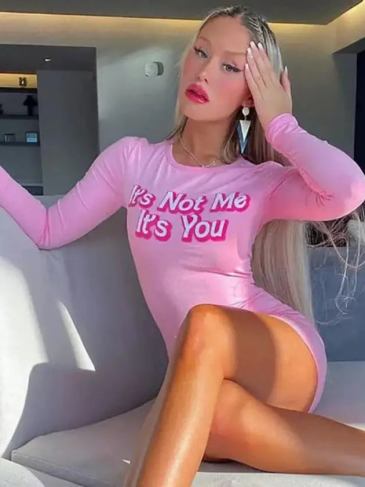 It’s Not Me You Long Sleeve Pink Dress - Stylord