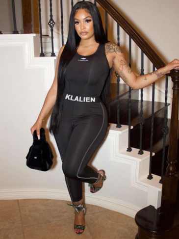 Klalien Sleeveless Bodycon Black Top + Legging Two Pieces Set - s Stylord