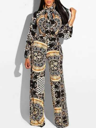 Lace Up Boho Long Jumpsuit - Black / m Stylord