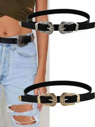 Leather Western Cowgirl Buckle Belt - Stylord