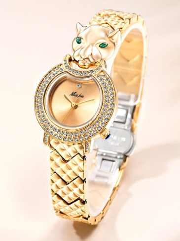 Leopard 3d Bling Diamond Fashion Watch - Gold Stylord