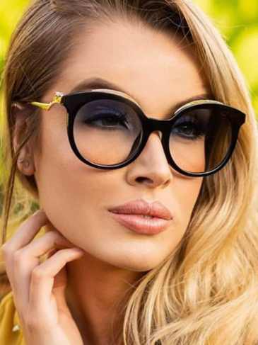 Leopard Head Leg Round Brand Sunglasses - Black Stylord