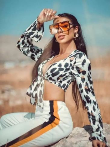 Leopard Print Bow Tie Sexy Crop Top - White / One Size Stylord