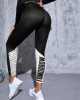 Letter Graphic Two Tone Sport Legging - Black / s Stylord