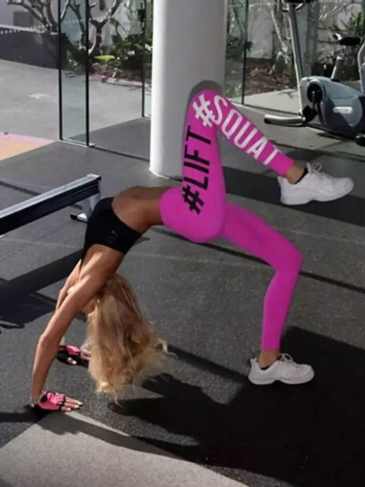 Lift Squat Letter Printing Fitness Legging - Pink / One Size Stylord