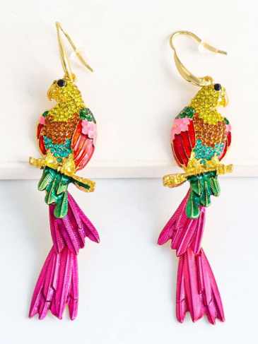 Long Bird Colorful Tassel Boho Earrings - Multi Stylord