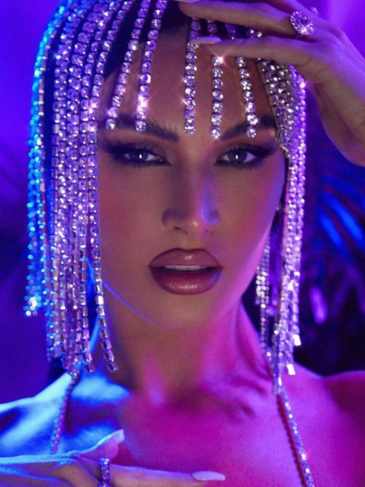 Long Tassel Hair Chain Bridal Jewelry Rhinestone Headpiece - Silver Stylord