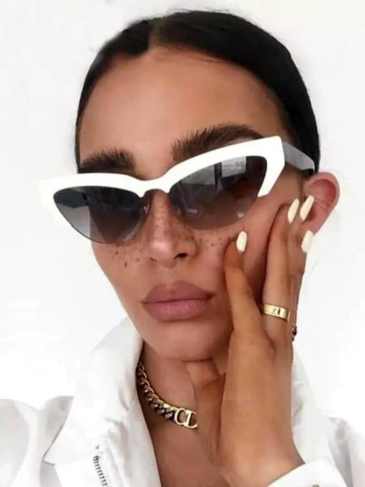 Luxury Brand Designer Cat Eye Sunglasses - White Stylord