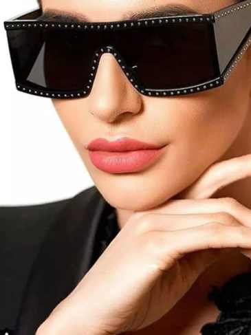 Luxury Brand Designer Diamond Frame Sunglasses - Black Stylord