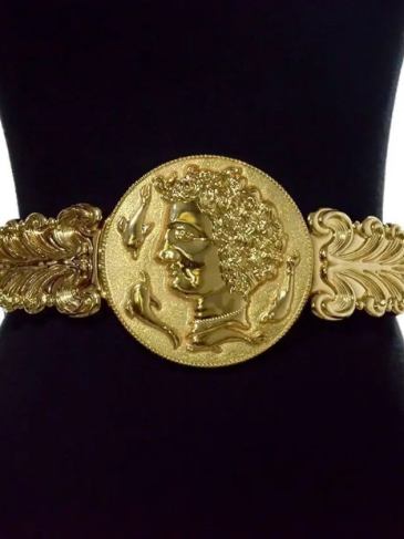 Luxury Brand Designer Golden Waist Elastic Belt - Gold Stylord