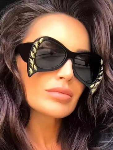 Luxury Brand Designer Unique Peacock Sunglasses - Black Stylord