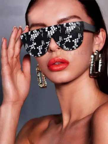 Luxury Brand Pixelated Mosaic Sunglasses - Black Stylord