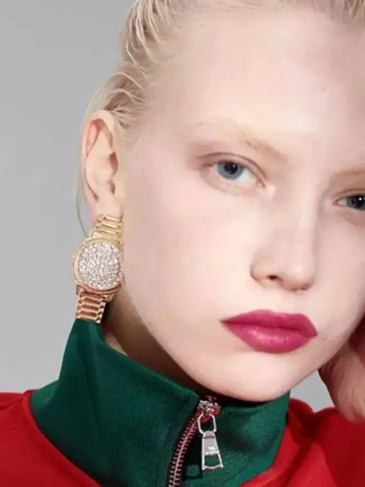 Luxury Crystal Watch Stud Earrings - Gold Stylord