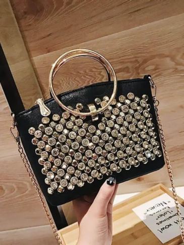 Luxury Designer Crystal Handbag - Black Stylord