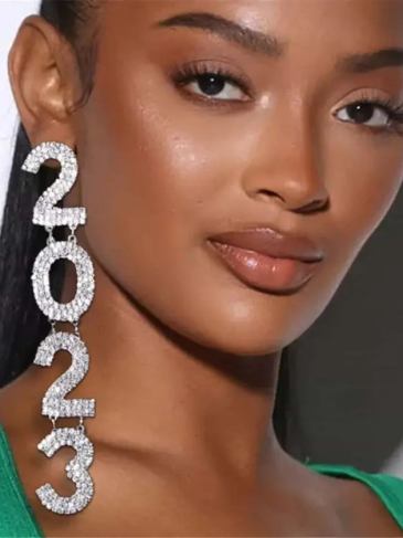 Luxury Rhinestone 2023 Exaggerated Earrings - Silver Stylord