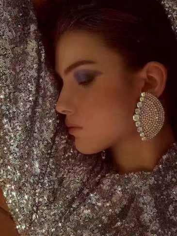 Luxury Women’s Crystal Big Earrings - Silver Stylord