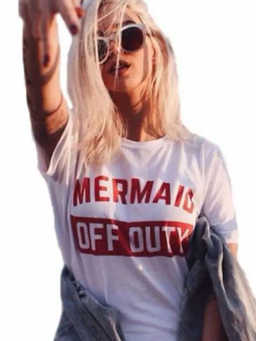 Mermaid Off Duty Stylish T-shirt - White / One Size Stylord