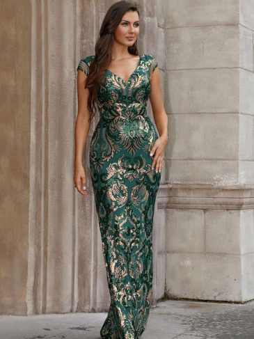Mermaid Green Sequin Formal Maxi Dress - Rent / s Stylord