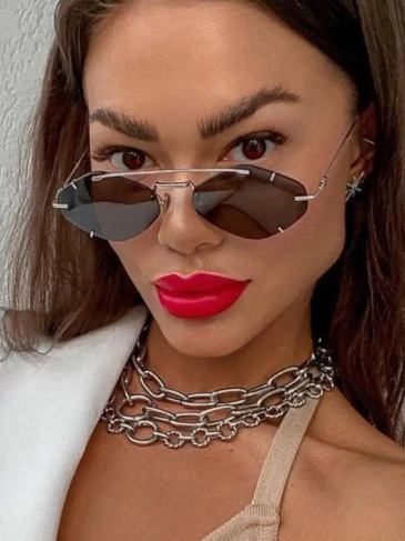 Modern Small Rimless Sunglasses - Black Stylord