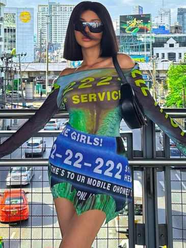 Tie Dye O-neck Backless Long Sleeve Mini Dress - Multi / s Stylord