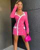New Arrival V-neck Long Sleeve Bodycon Blazer Dress - Pink / s Stylord